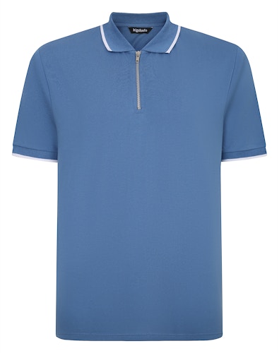 Bigdude Zipped Polo Shirt Blue